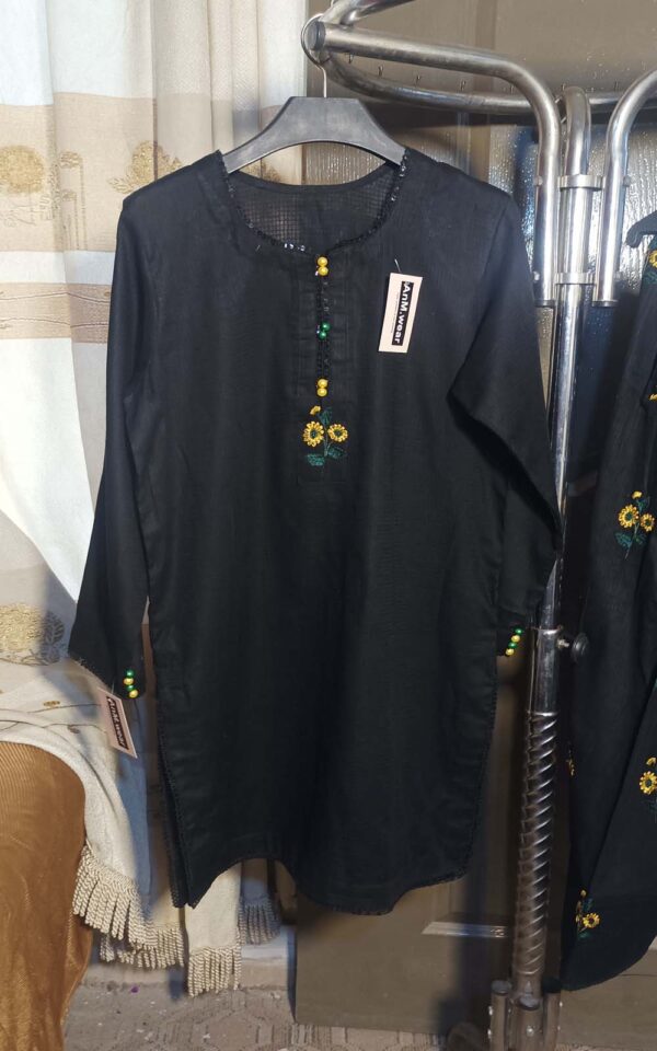 Stitched Summer Shirt – Self Printed Embroidered Lawn - Image 4