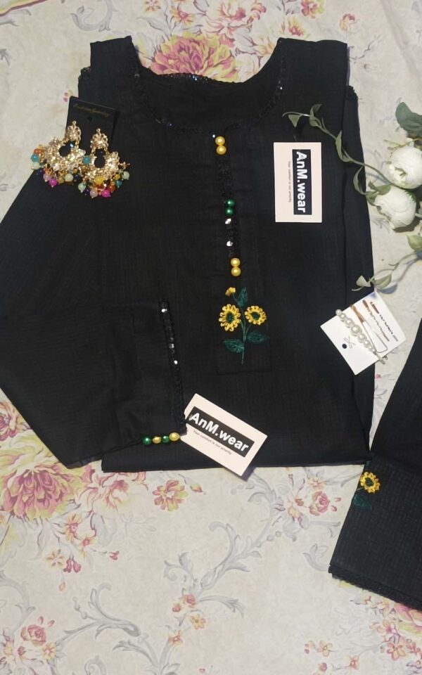 2-Piece Stitched Summer Suit – Black - Image 5