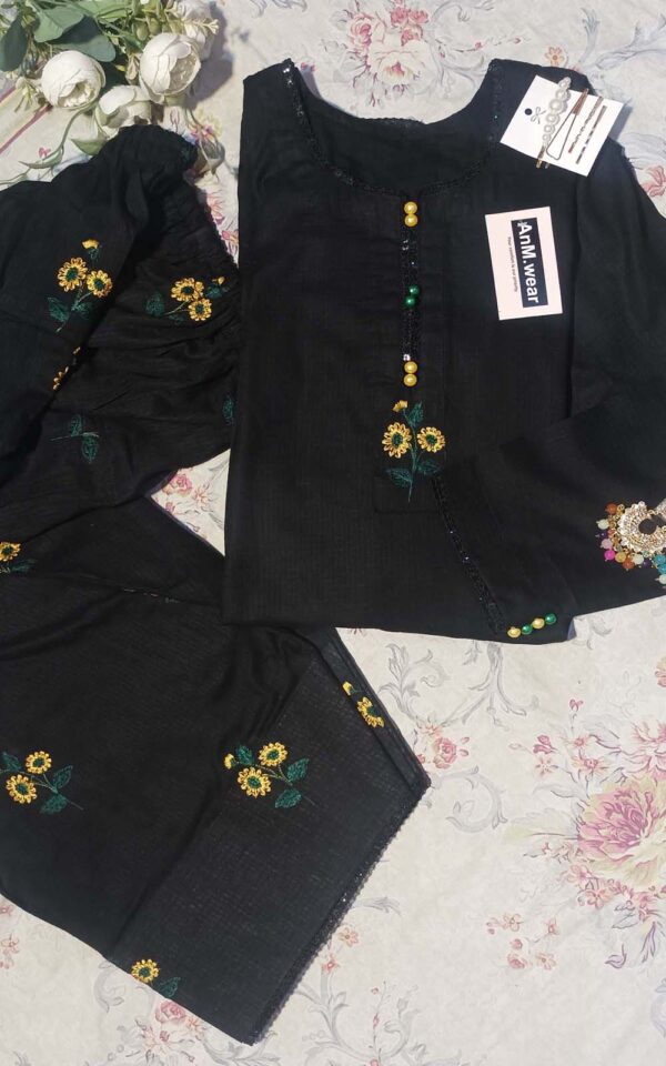 2-Piece Stitched Summer Suit – Black - Image 2