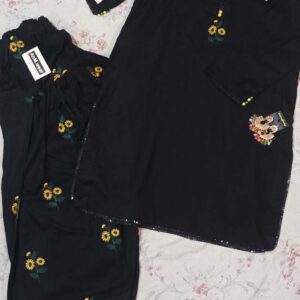 2-Piece Stitched Summer Suit – Black