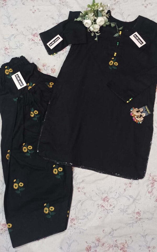 2-Piece Stitched Summer Suit – Black