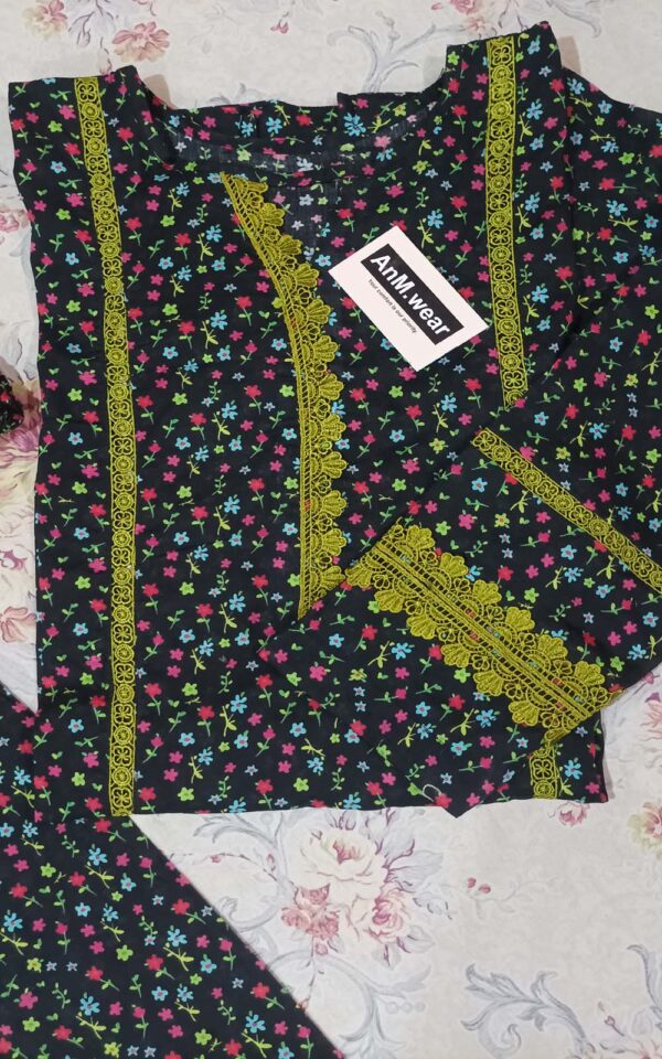 Black Floral 2-Piece Suit – Premium Pure Lawn - Image 10