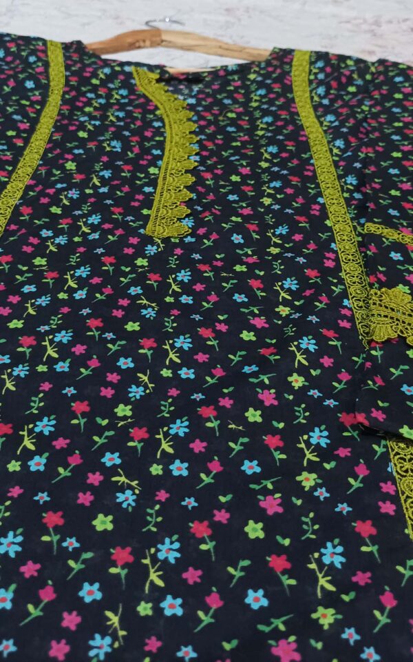 Black Floral 2-Piece Suit – Premium Pure Lawn - Image 3