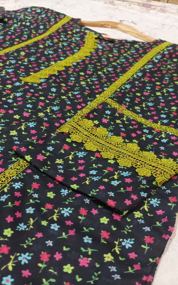 Black Floral 2-Piece Suit – Premium Pure Lawn - Image 4
